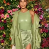 Rochelle Humes Green Leather Coat