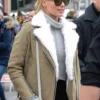 Buy Margot Robbie Grey Aviator Fur Jacket