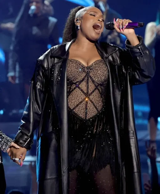 Jennifer Hudson iHeartRadio Music Awards Leather Coat