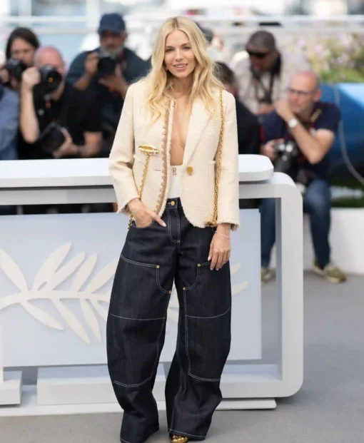 Sienna Miller Cannes Film Festival Beige Tweed Blazer