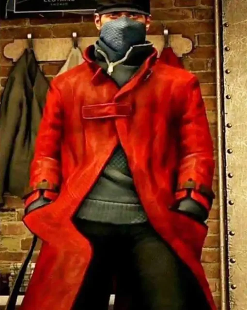 Aiden Pearce Watch Dogs Leather Red Long Coat