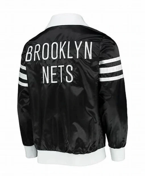 Brooklyn Nets Black Varsity Jacket Back