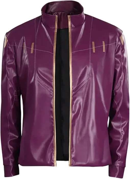 Chadwick Boseman TV Series What If 2021 Star Lord Purple Leather Costume Jacket