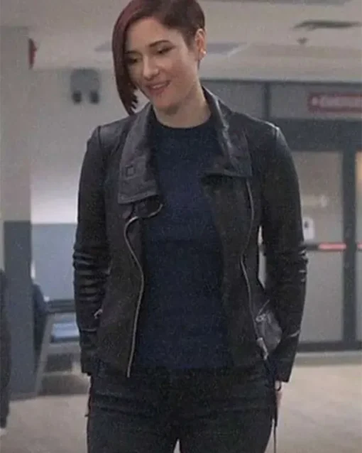 Chyler Leigh Supergirl Alex Danvers Cafe Racer Leather Jacket Side