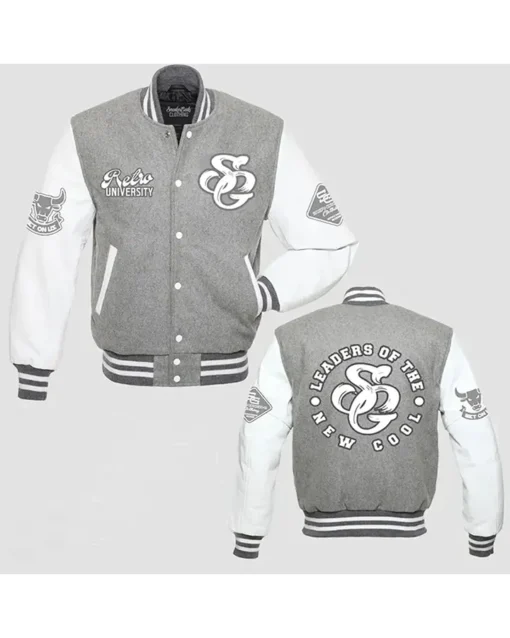 Cool Grey Vintage Varsity Jacket