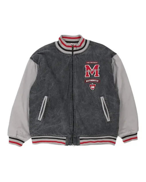 Cool Grey Vintage Varsity Jacket Style 2 Front