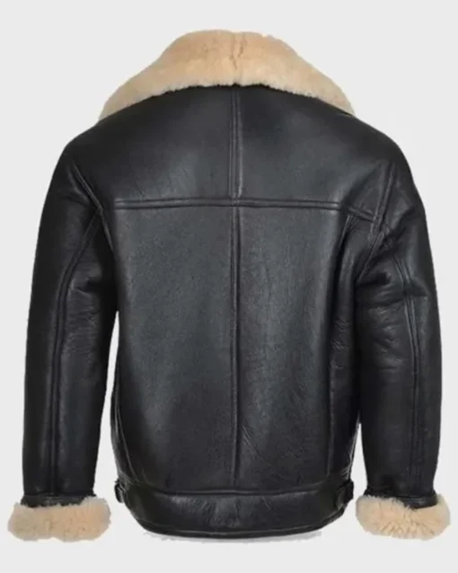 Erik Shearling Black Sheepskin Leather Jacket Back