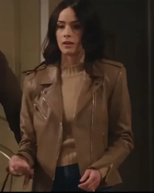 Extended Family S01 Abigail Spencer Brown Biker Leather Jacket