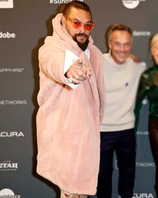 Jason Momoa Pink Fur Coat 1