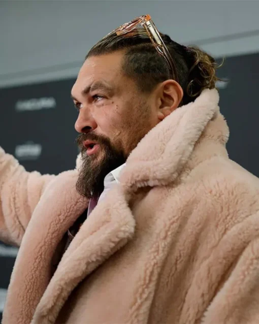 Jason Momoa Pink Fur Coat Side