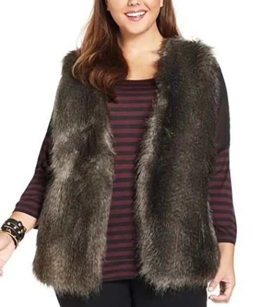 Jessica Simpson Faux Gray Fur Vest