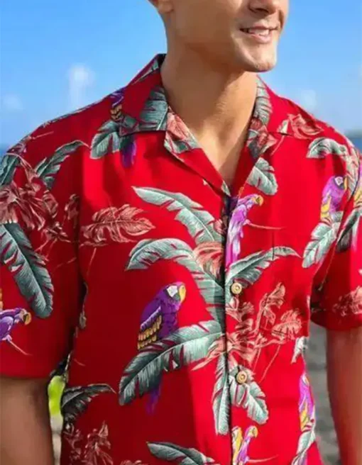 Jungle Bird Magnum Pi Printed Red Shirt