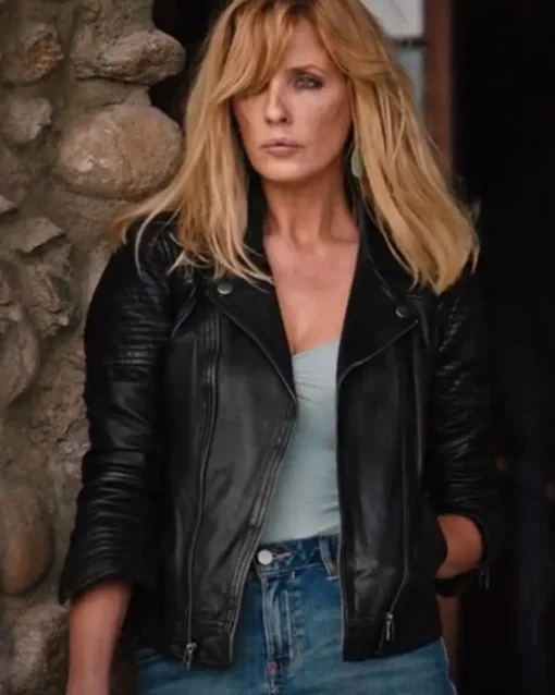 Kelly Reilly Yellowstone S4 Beth Dutton Black Leather Jacket