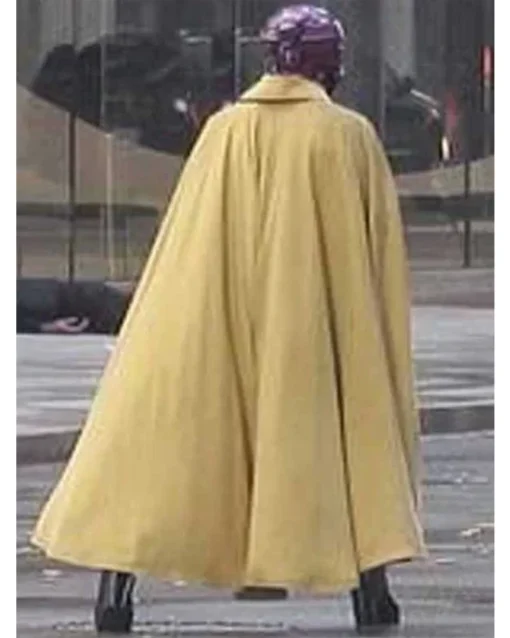 Leslie Bibb Cape Jupiter’s Legacy Yellow Cotton Coat Back