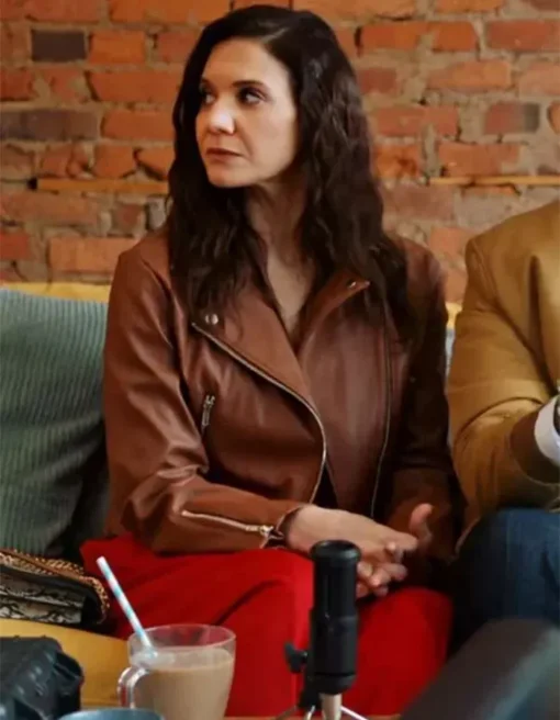 Love Hacks 2023 Amy Matysio Brown Leather Jacket