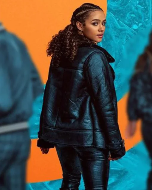 Nathalie Emmanuel Army of Thieves Leather Jacket Back