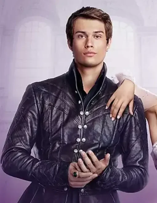 Nicholas Galitzine Cinderella Black Leather Jacket