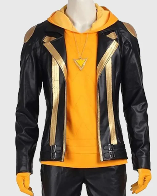 Pokemon Go Team Spark Black Gold Leather Jacket