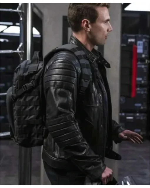 S.W.A.T. S03 Alex Russell Black Leather Jacket Back