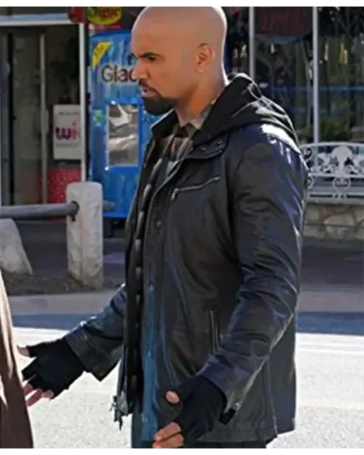 S.W.A.T. S06 Shemar Moore Black Leather Jacket Front