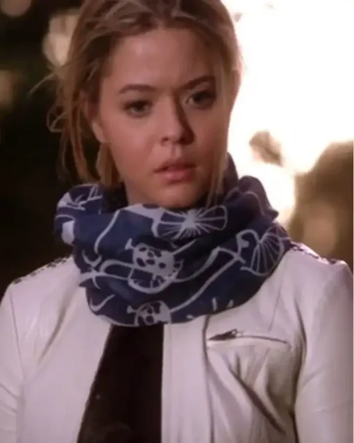 Sasha Pieterse Pretty Little Liars S05 White Leather Jacket