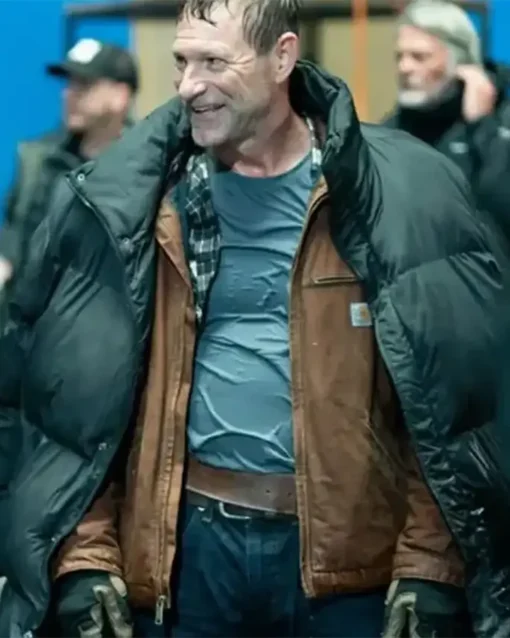 The Bricklayer 2024 Aaron Eckhart Black Puffer Jacket