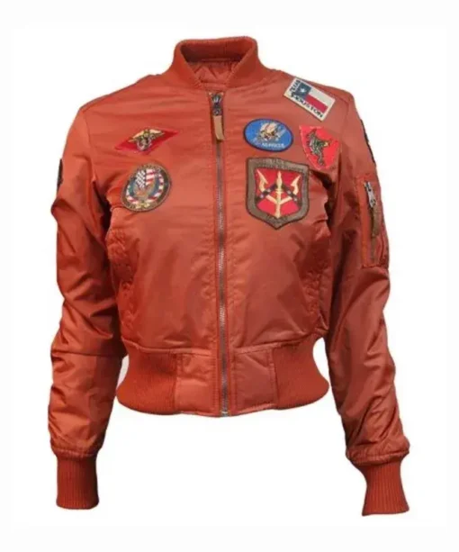 Top Gun MA-1 Rust Women’s Flight Satin Bomber Jacket