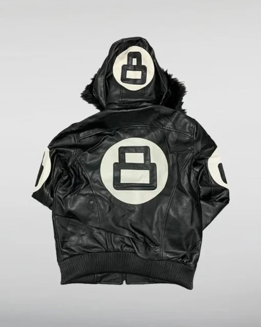 Unisex 8 Ball Multiple Colors Bomber Hooded Leather Jacket For Sale