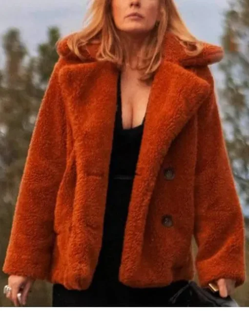 Yellowstone Beth Dutton Orange Shearling Coat