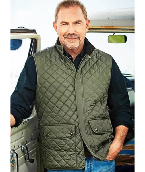 Yellowstone John Dutton Mens Green Quilted Parachute Vest