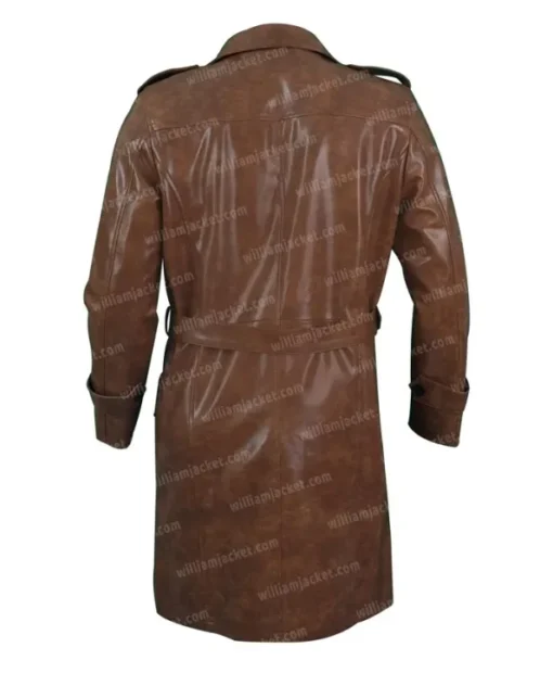 Yellowstone Origin 1883 James Brown Leather Trench Coat back