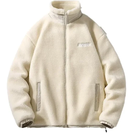 Beige Full-Zip Fleece Jacket