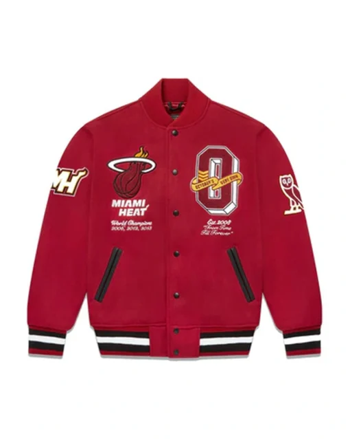 Bret Bins Miami Heat Red Letterman Jacket