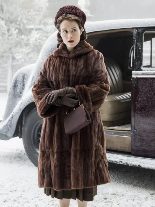 Claire-Foy-The-Crown-Shearling-Coat