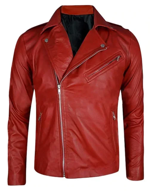 Fergal Devitt WWE Red Slimfit Biker Leather Jacket