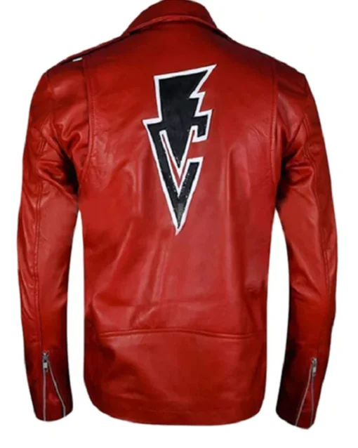 Fergal Devitt WWE Red Slimfit Biker Leather Jacket Back