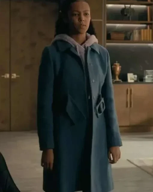 The Fall of the House of Usher Lenore Blue Wool Coat Front