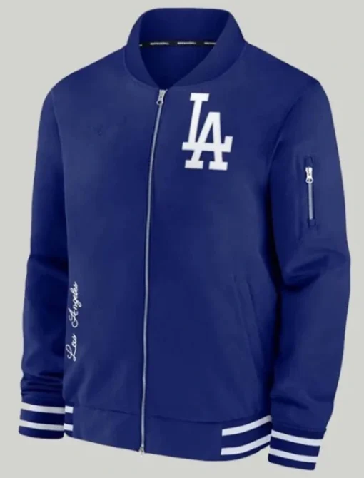 Los Angeles Dodgers Blue Fleece Bomber Jacket Front