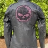 3x-Women-Pink-Skull-Leather-Jacket-Back