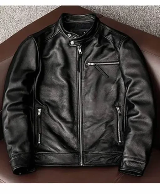 90s Vintage Black Leather Jacket