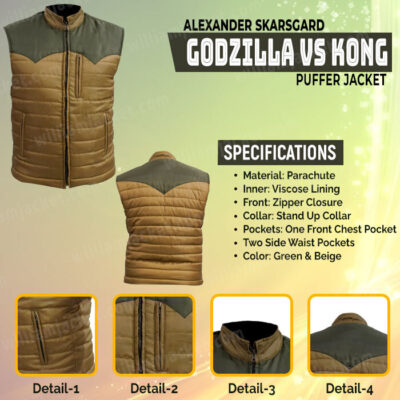 Alexander Skarsgard Godzilla vs Kong Puffer Vest 