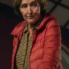 Bad Sisters S02 Fiona Shaw Red Puffer Jacket