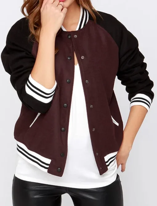 Burgundy And Black Varsity Jacket