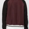 Burgundy And Black Varsity Jacket Back