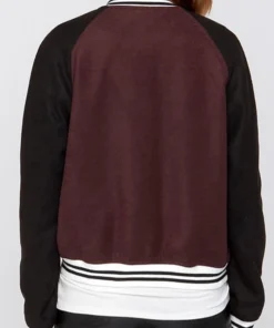 Burgundy And Black Varsity Jacket Back