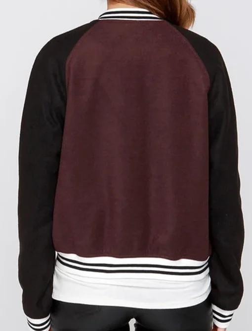 Burgundy And Black Varsity Jacket Back