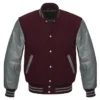 Burgundy And Grey Varsity Jacket