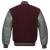 Burgundy And Grey Varsity Jacket Back