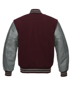 Burgundy And Grey Varsity Jacket Back