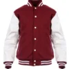 Burgundy And White Varsity Jacket